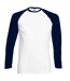 T-shirt de baseball à manches longues  pour homme blanc/bleu marine profond Fruit of the Loom-1