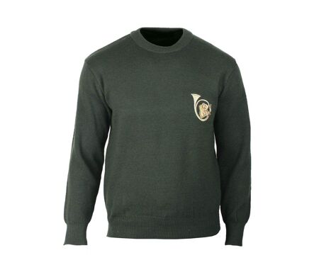 Pull Ras du Cou Homme Ledertys Kaki avec Broderie Sanglier