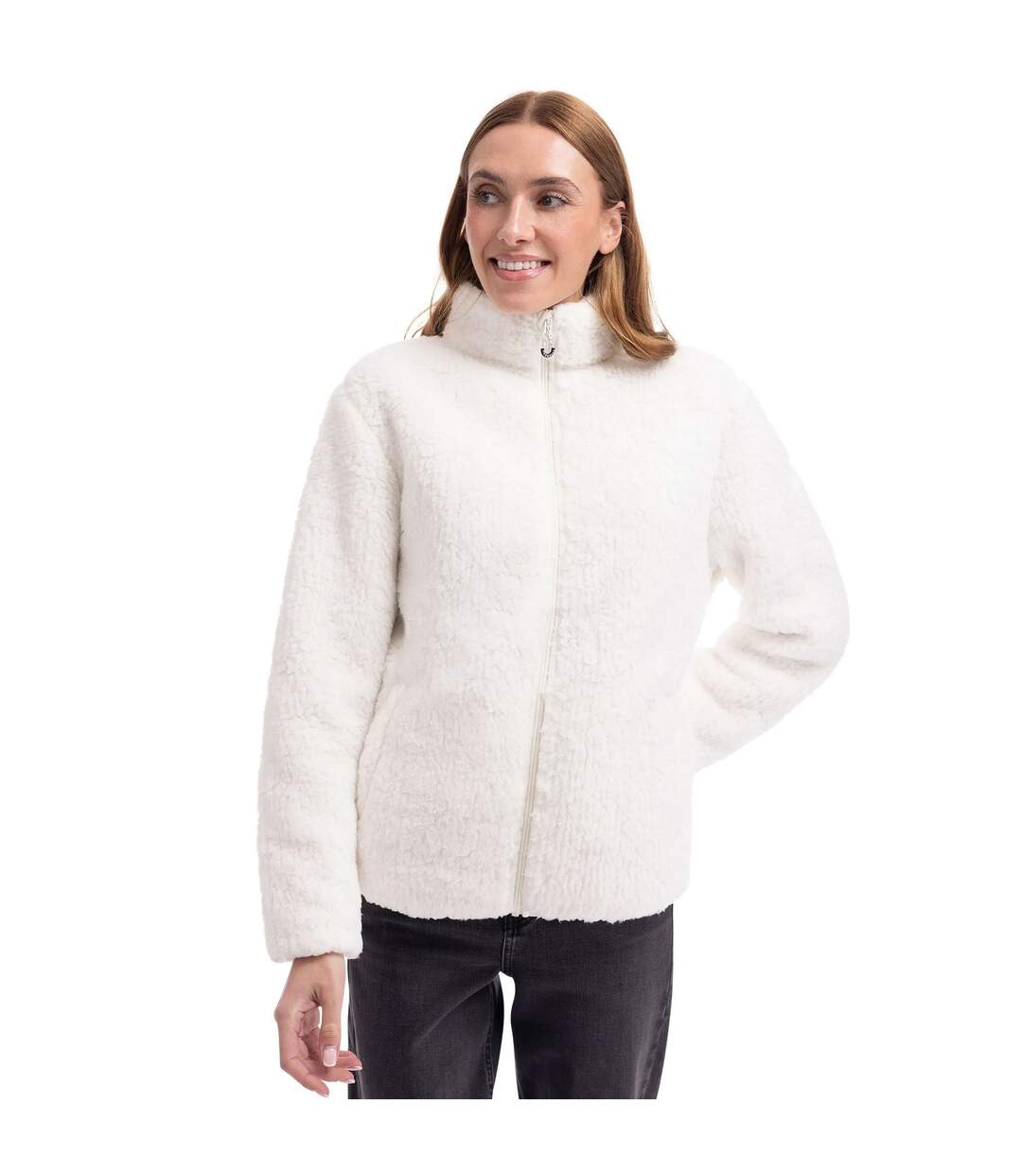Veste Polaire Unie Et Texturée À Col Montant Feathery Femme Blanc Trespass-4