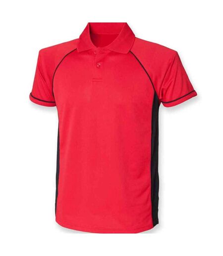 Finden & Hales Mens Performance Contrast Panel Polo Shirt (Red/Black) - UTPC6593