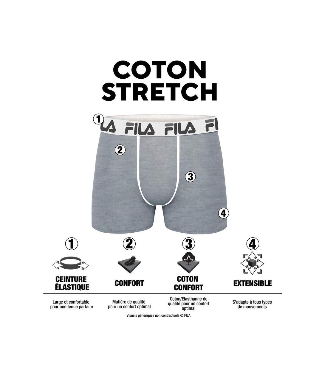 Lot de 4 boxers homme en coton FU5335 et FU5337 Fila-2