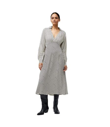 Robe Mi-longue Motif/style À Rayures Candice Femme Noir Crème French Connection