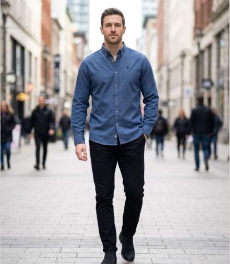 CHALLENGER BUCAREST2 — Chemise à carreaux manches longues flanelle bleu : le confort chaud au style classique