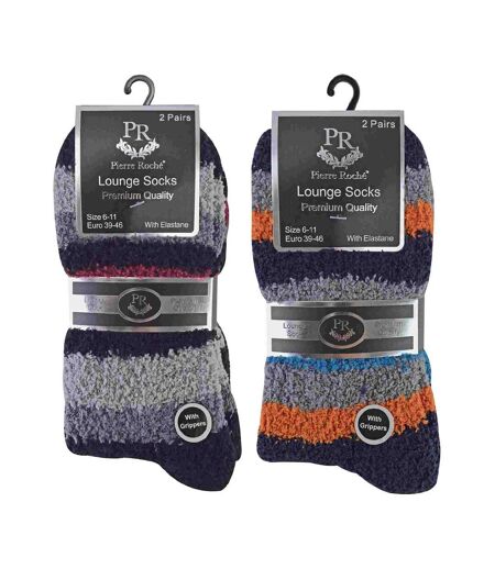 4 Pack Mens Cosy Soft Fluffy Slipper Bed Socks with Grips