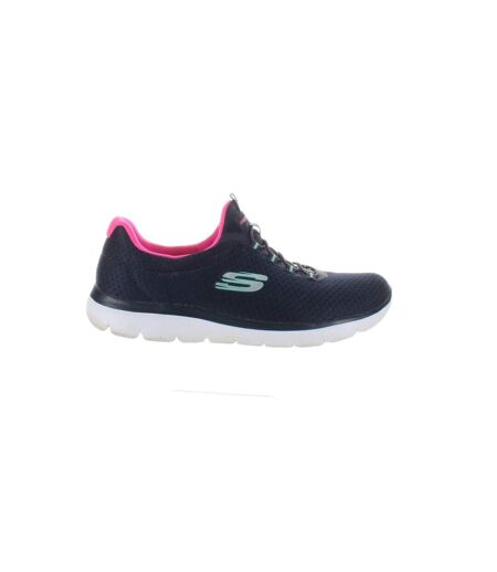 Womens/ladies summits striding slip on trainer navy/hot pink Skechers