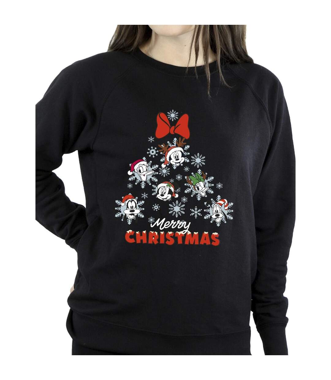 Disney Sweatshirt Womens/Ladies Mickey Mouse And Friends Christmas Tree (Noir) - UTBI29363-3
