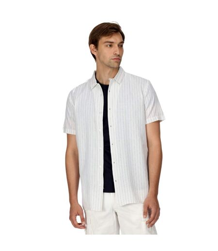 Regatta Mens Shorebay Stripe Short-Sleeved Shirt (White/Dark Denim)