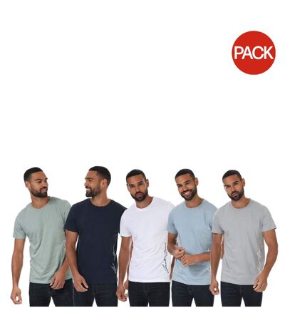 Pack Of 5  Mens Crew Neck T-shirt  Blue Multicoloured Jack And Jones