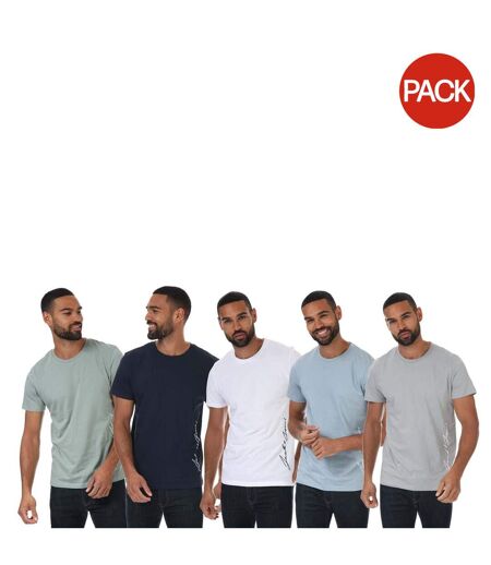 Pack Of 5  Mens Crew Neck T-shirt  Blue Multicoloured Jack And Jones
