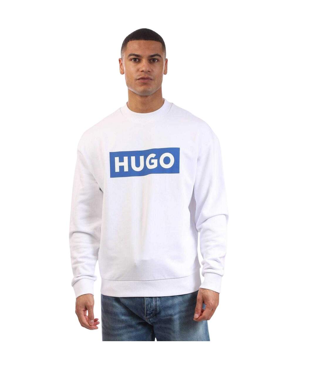 Mens Logo Crew Neck Sweatshirt White Hugo-3