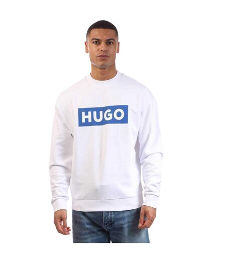 Mens Logo Crew Neck Sweatshirt White Hugo