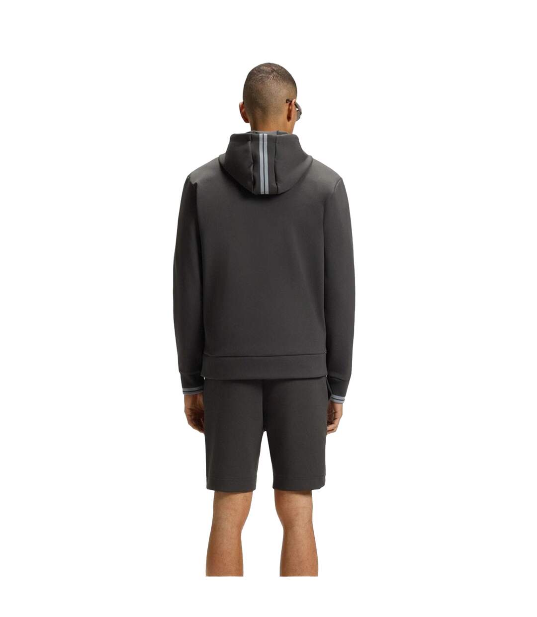 Mens Stretch Sport Full Zip Hoodie Dark Grey Boss-3