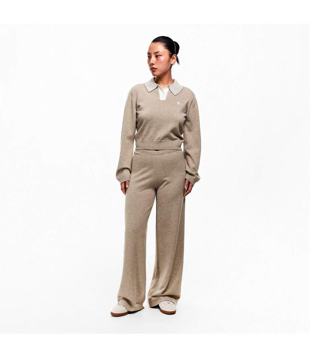 Pantalon Femme Beige Couture-3
