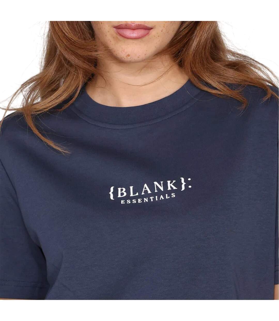 Womens/ladies Essentials Logo Boyfriend T-shirt Navy Blank Essentials-4