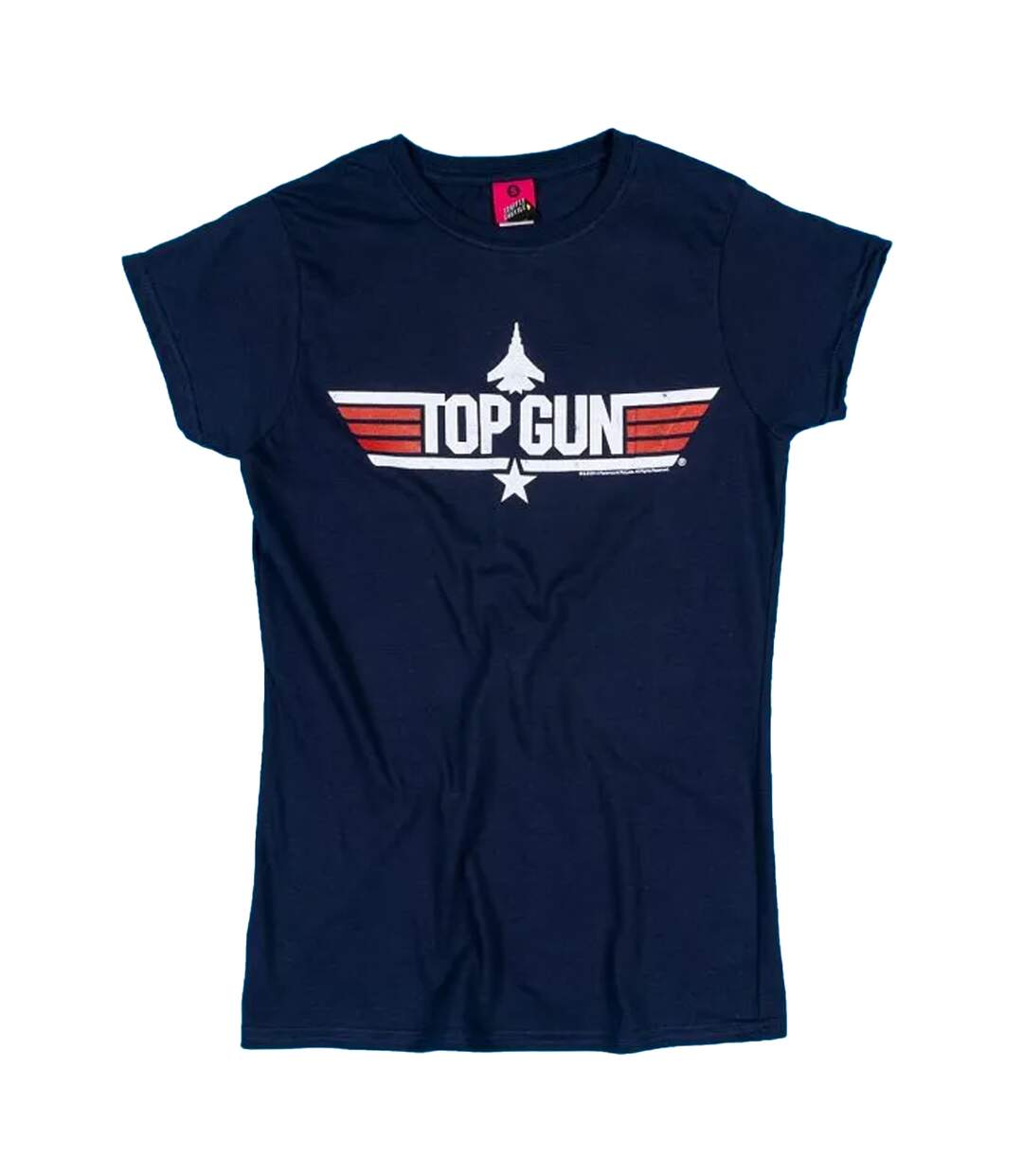 Womens/ladies Goose Back Print Fitted T-shirt Blue Top Gun-2