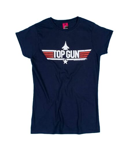Womens/ladies Goose Back Print Fitted T-shirt Blue Top Gun