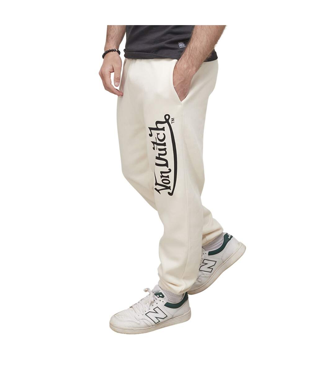 Pantalon cargo homme beige poches laterales avec écusson brodé en coton  Icon - Von Dutch