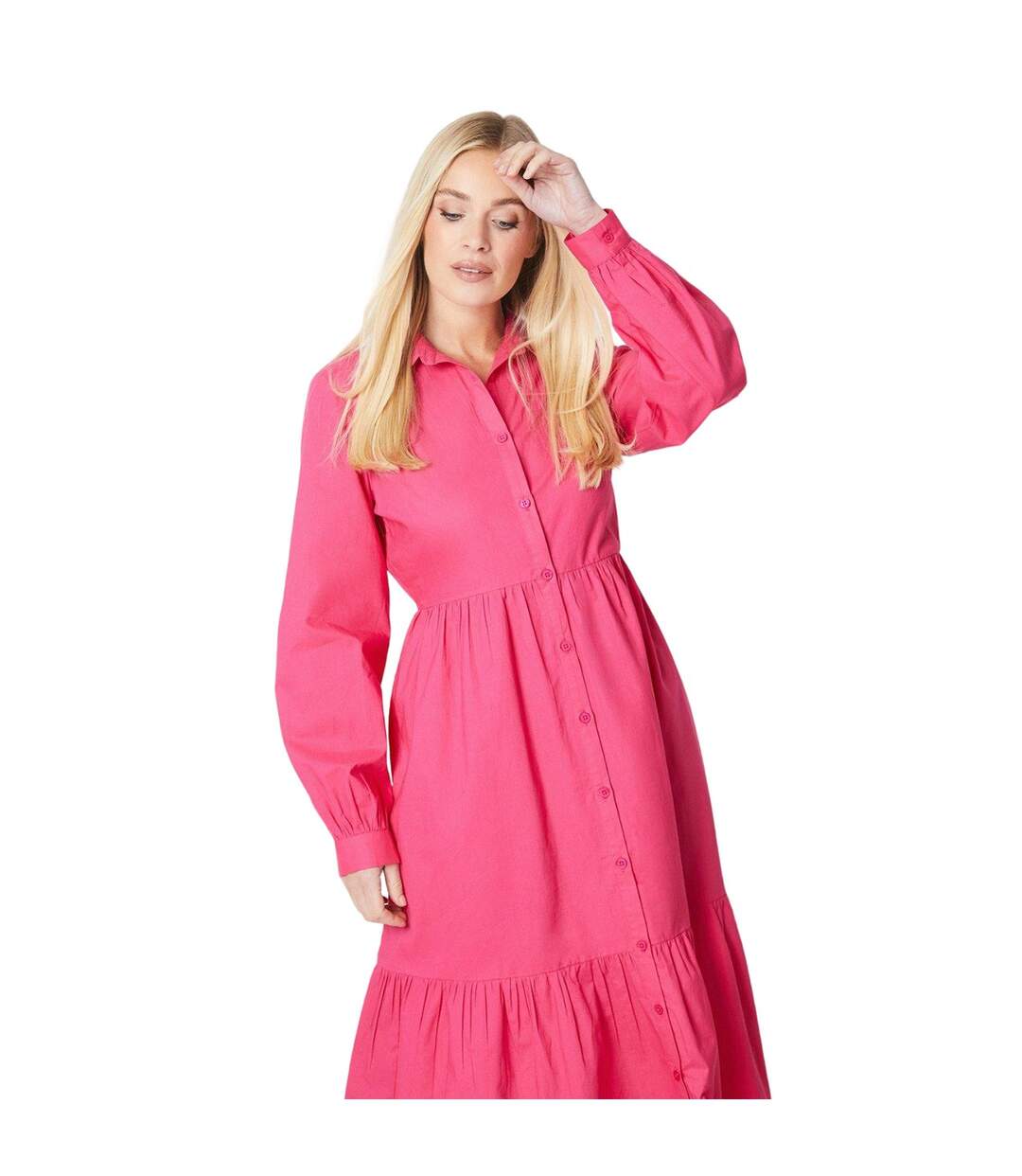 Womens/ladies poplin petite midi shirt dress raspberry Debenhams-3