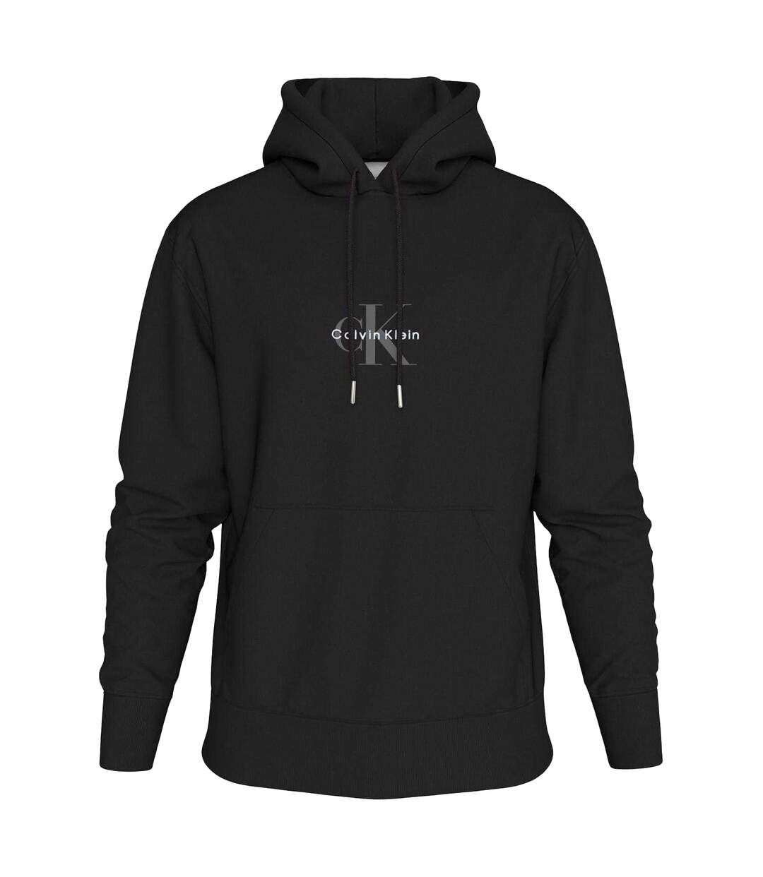 Mens Monogram Long-sleeved Hoodie Black Calvin Klein-2