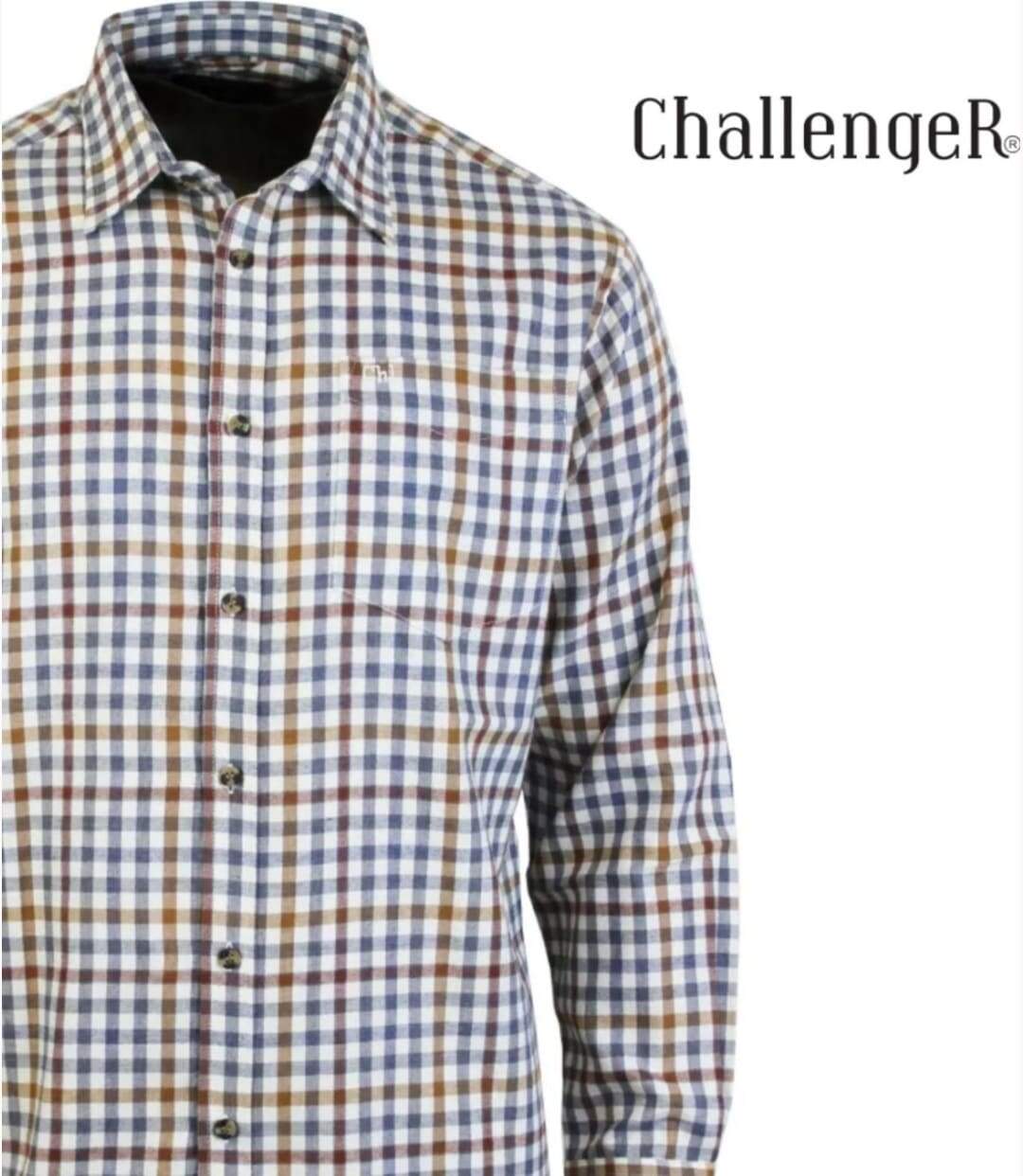 CHALLENGER TONUS1 — Chemise à carreaux manches longues camel et gris : chaleur et aisance en flanelle-4