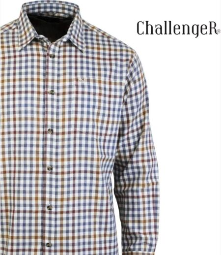 CHALLENGER TONUS1 — Chemise à carreaux manches longues camel et gris : chaleur et aisance en flanelle