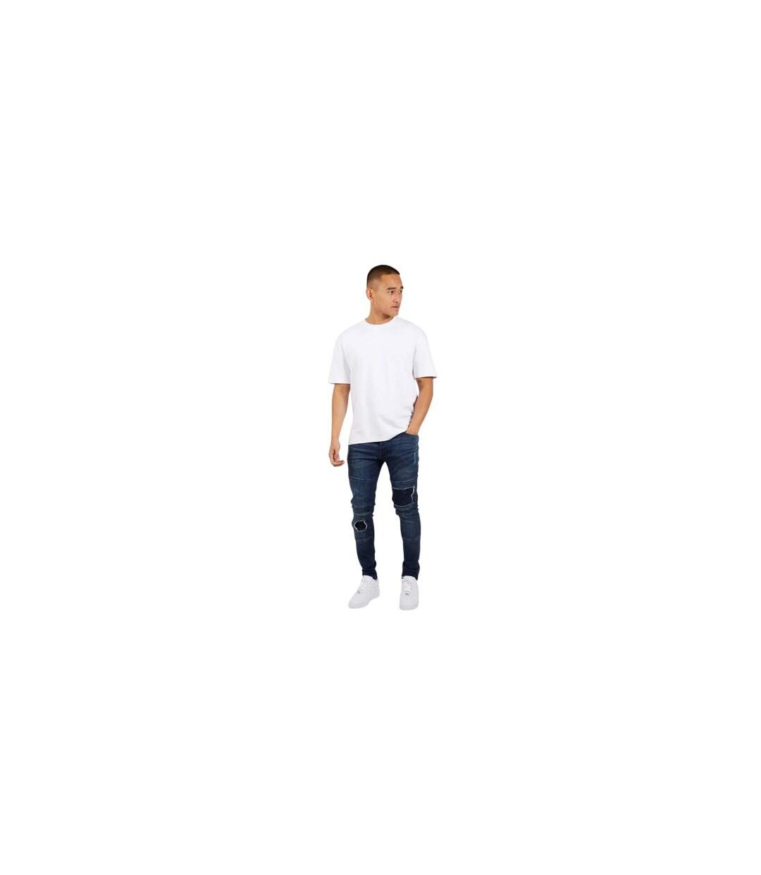 Jean Motif/style Motard Homme Bleu Foncé Brave Soul-1