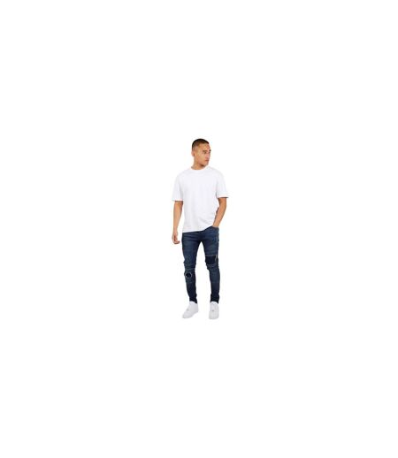 Jean Motif/style Motard Homme Bleu Foncé Brave Soul