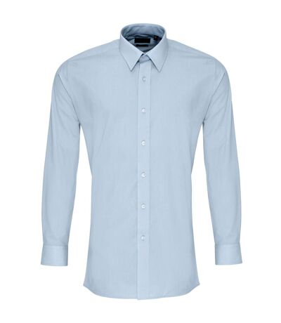 Premier Mens Long Sleeve Fitted Poplin Work Shirt (Light Blue) - UTPC2522