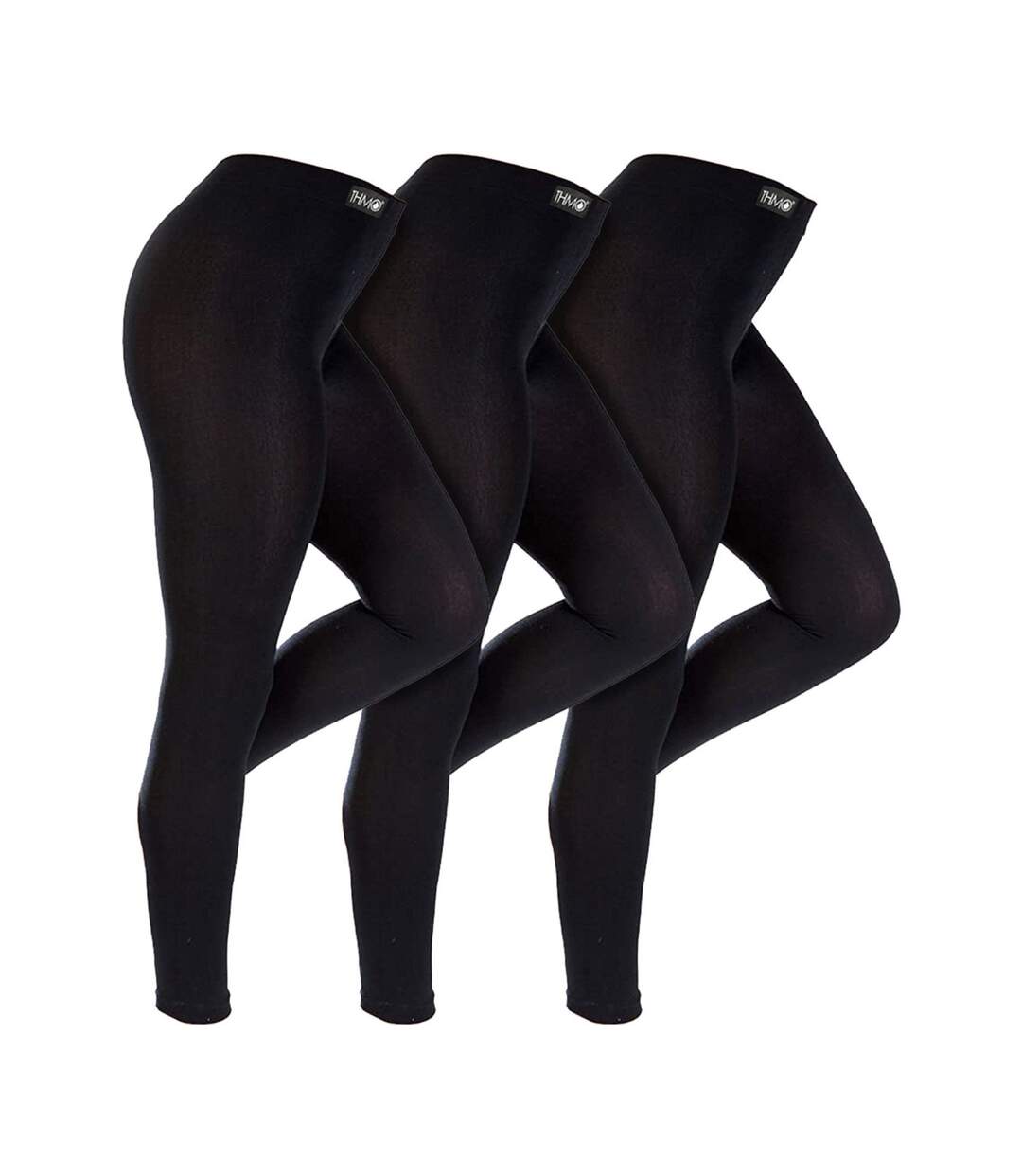3 Pack Multipack Women's Black Thermal Footless Leggings, Ladies Winter Tights-1