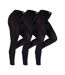 3 Pack Multipack Women's Black Thermal Footless Leggings, Ladies Winter Tights-1