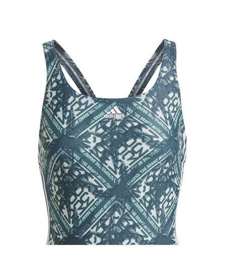 Womens/ladies Sh3 Ro Geometric One Piece Swimsuit Green Adidas