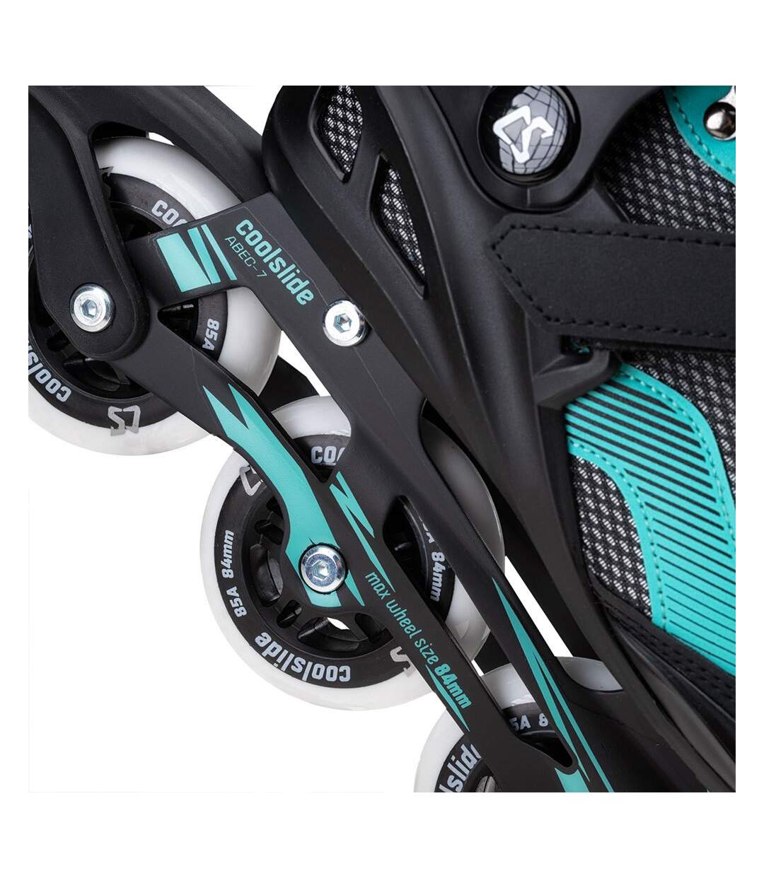 Patins À Roulettes Ajustables Roma Femme 38 Fr Noir Turquoise Pâle Coolslide-3