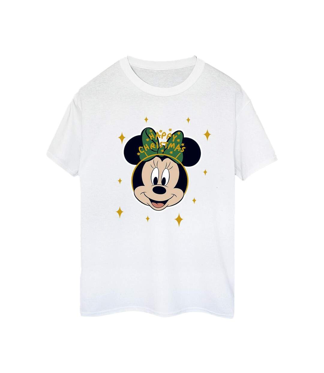 Disney Womens/Ladies Minnie Mouse Happy Christmas Cotton Boyfriend T-Shirt (Blanc) - UTBI39247-1