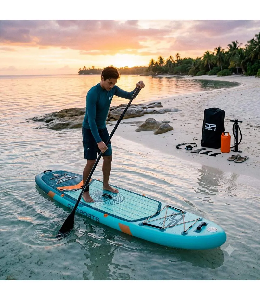 Paddle Gonflable Avec Accessoires Polynésie 320cm Bleu-5