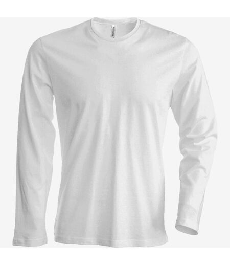 Kariban Mens Slim Fit Long Sleeve Crew Neck T-Shirt (White)