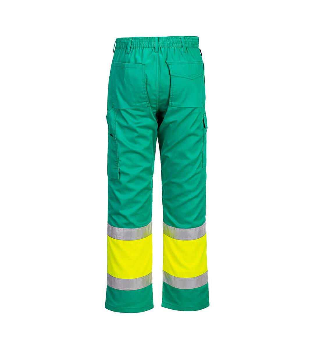 Mens contrast hi-vis work trousers yellow/teal Portwest-2