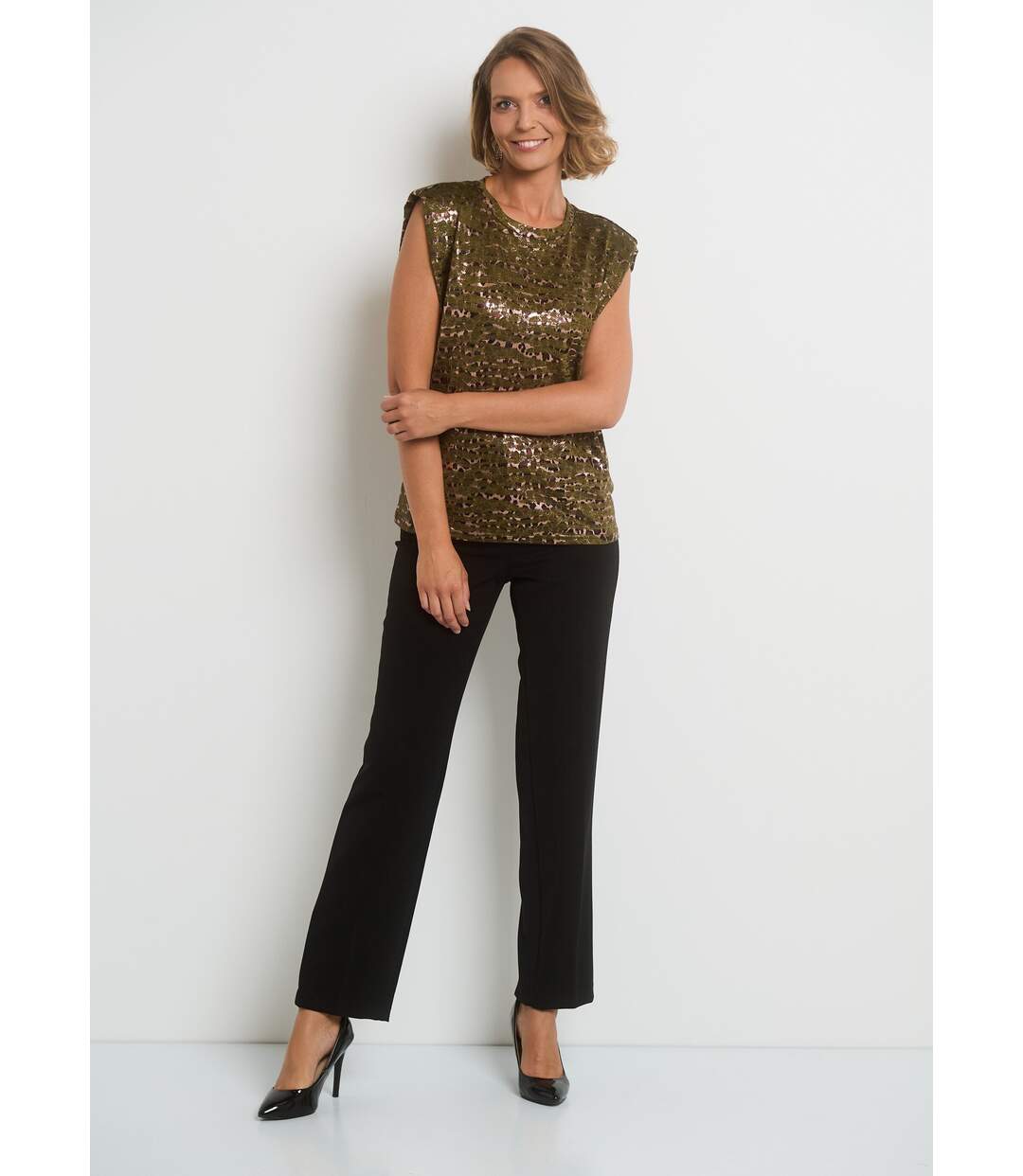 T-shirt imprimé animalier sans manches-3