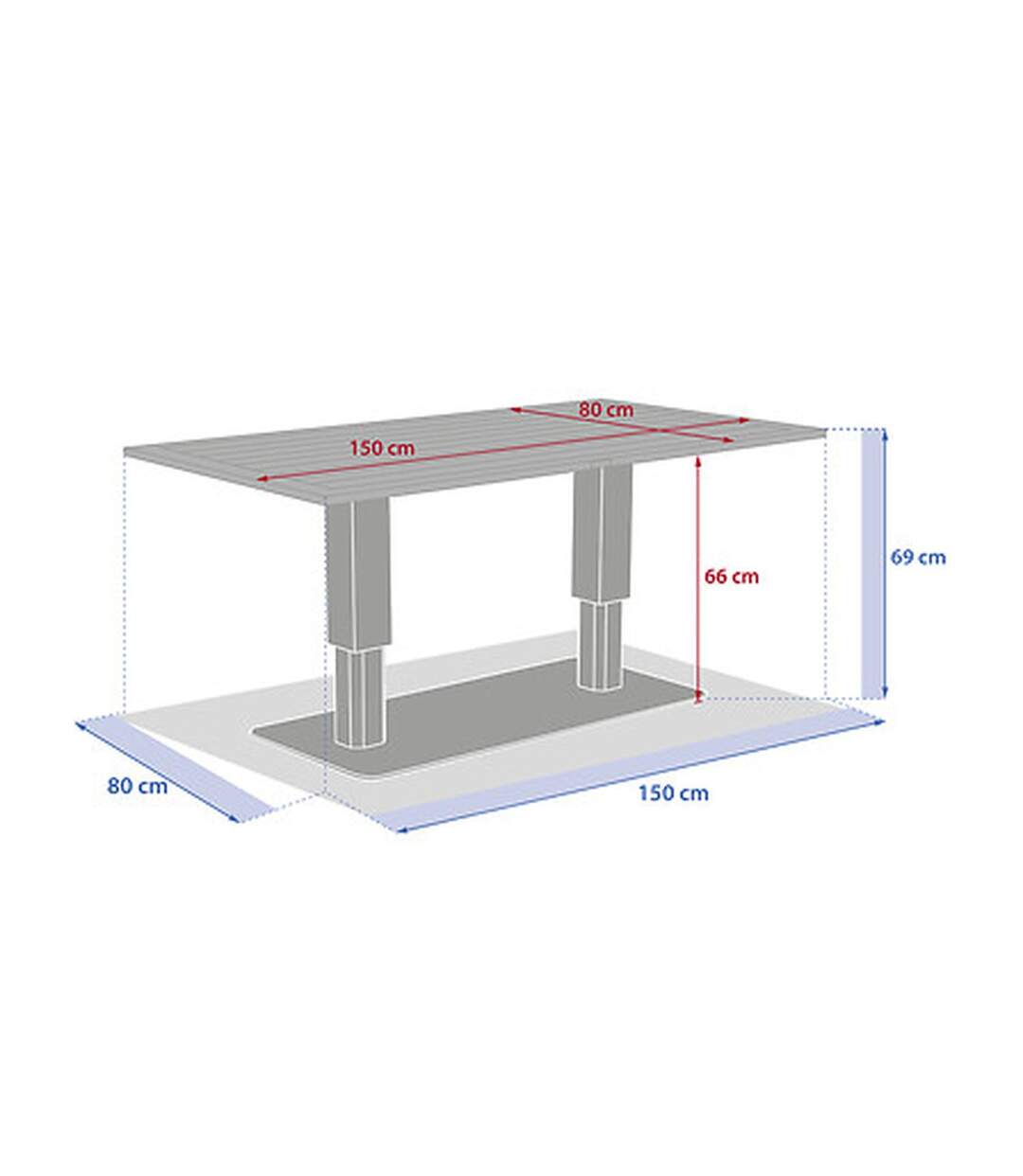 Table de jardin relevable rectangulaire en aluminium SALIMIA - Graphite et honey-3