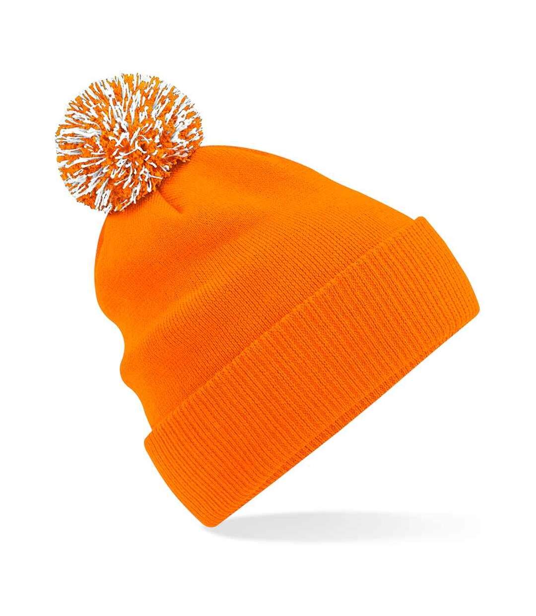 Bonnet snowstar adulte orange / blanc Beechfield-2