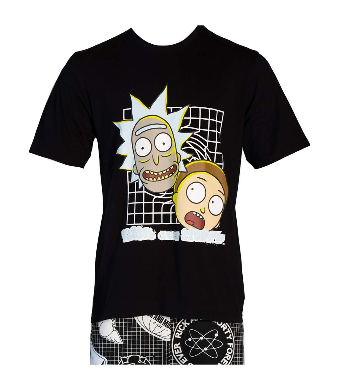 Ensemble De Pyjama Motif/style Quadrillage Homme Noir Blanc Rick And Morty-3