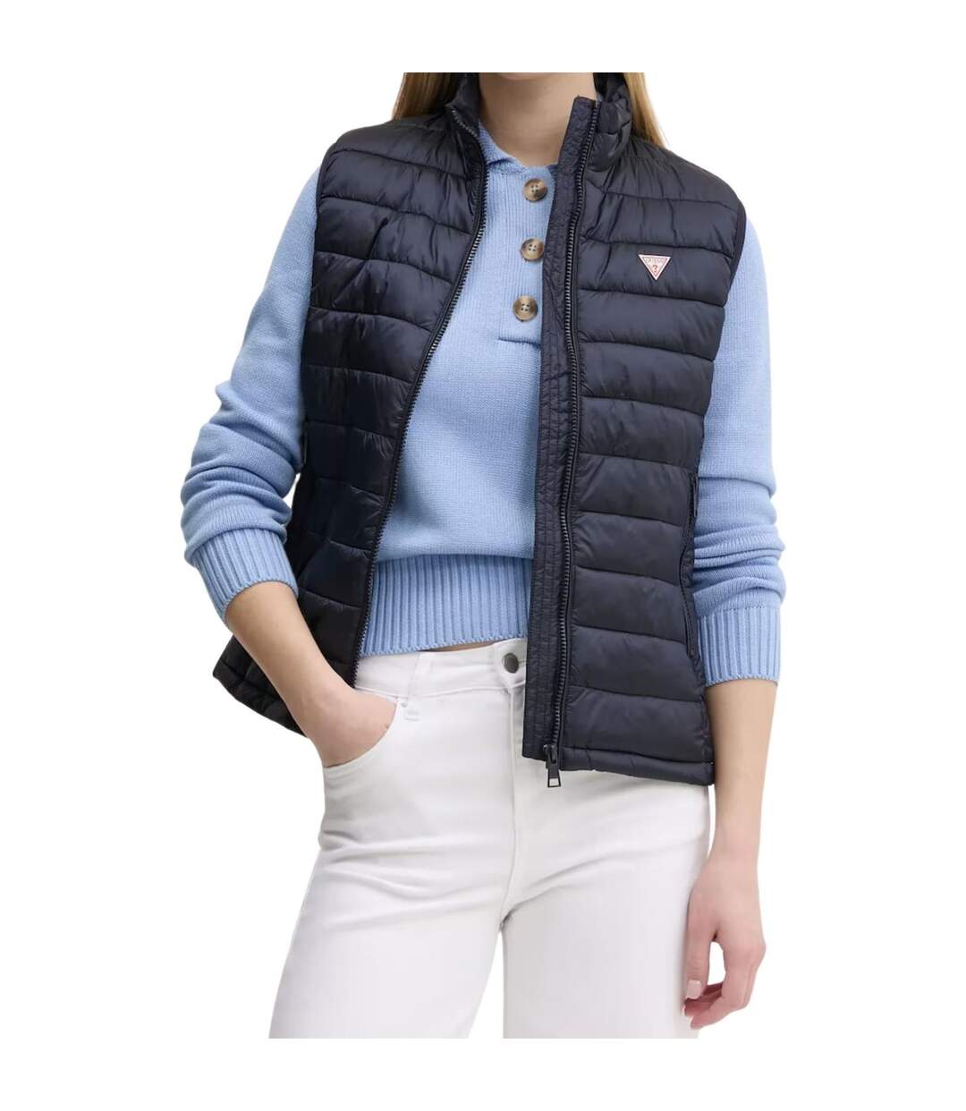 Doudoune Sans Manches Motif/style Matelassé Femme Bleu Marine Guess-2