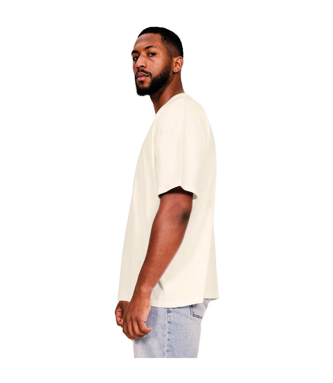 Mens Core Ringspun Cotton Oversized T-shirt Ecru Casual Classics-3