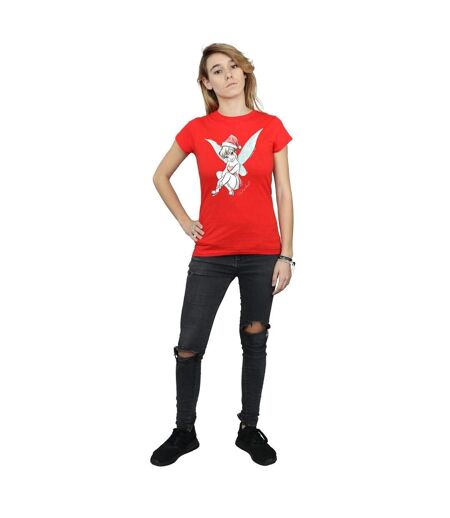 Disney T-shirt en coton Femme/Femme Fée Clochette de Noël (Rouge) - UTBI43841