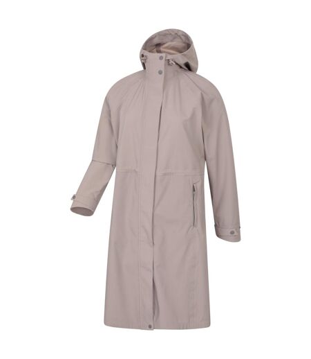 Womens/ladies jade waterproof lightweight long raincoat taupe Animal