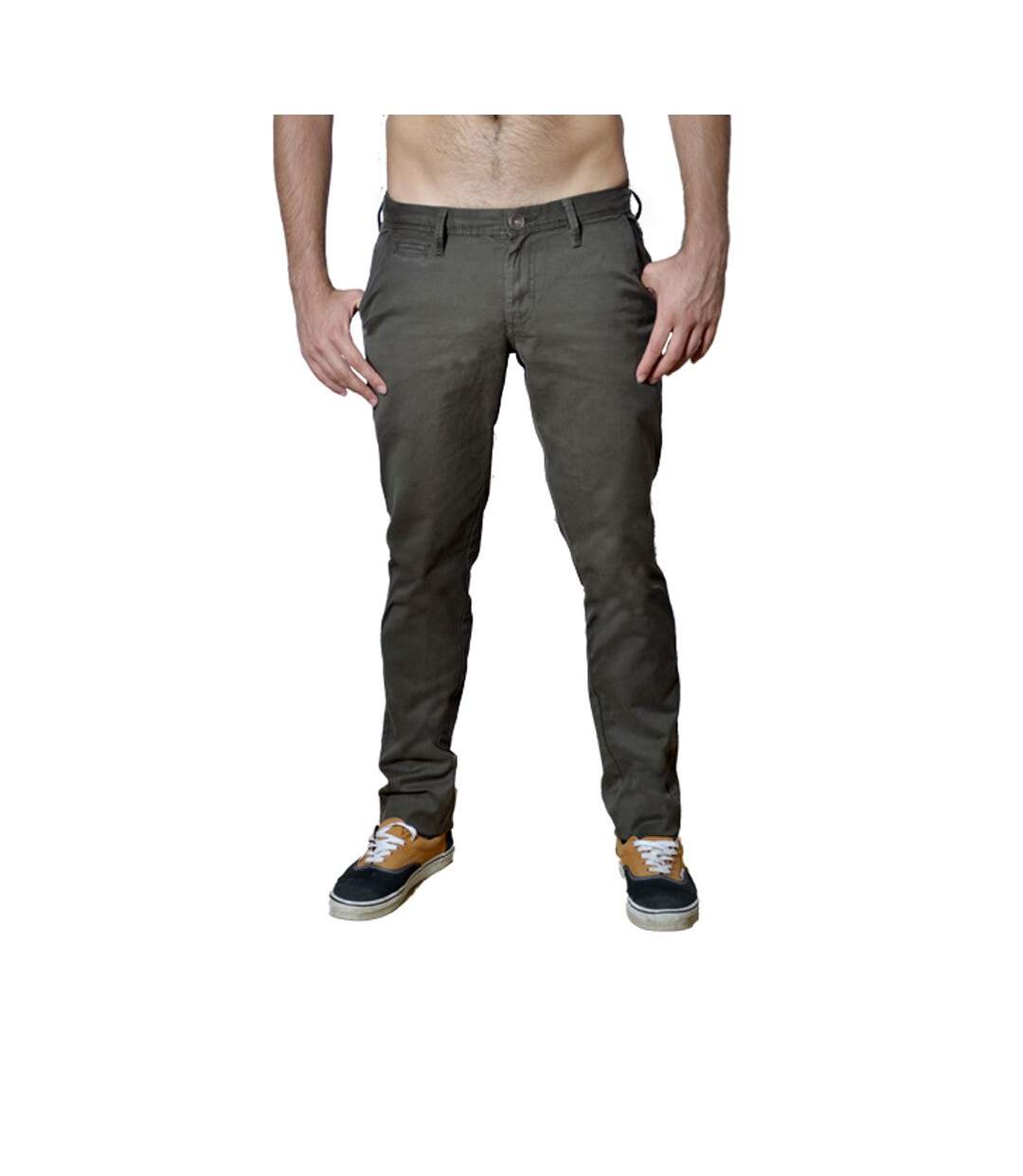 Pantalon homme fit aspect chino de couleur taupe-1