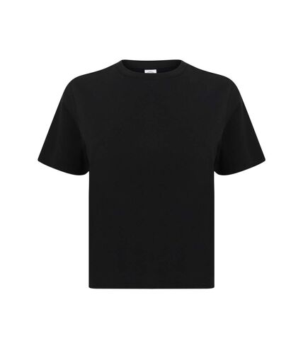 SF Womens/Ladies Boxy Crop T-Shirt (Black) - UTRW9303