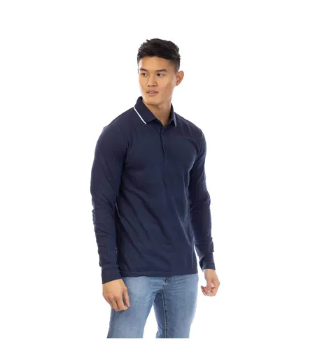 Polo Manches Longues Homme Bleu Marine Foncé Peter Werth
