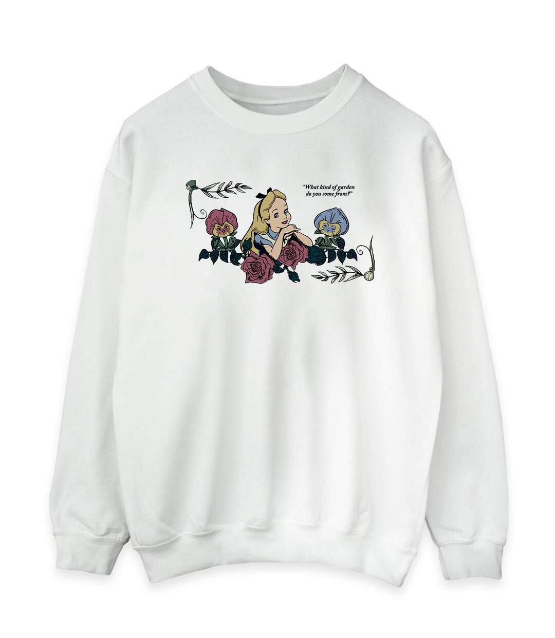 Disney - Sweat ALICE IN WONDERLAND WHAT KIND OF GARDEN - Femme (Blanc) - UTBI5770-1