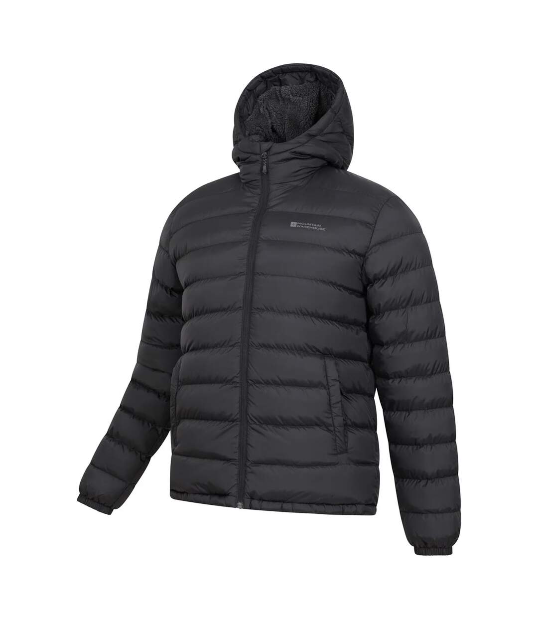 Mens Seasons Faux Fur Lined Padded Jacket Black Mountain Warehouse-4