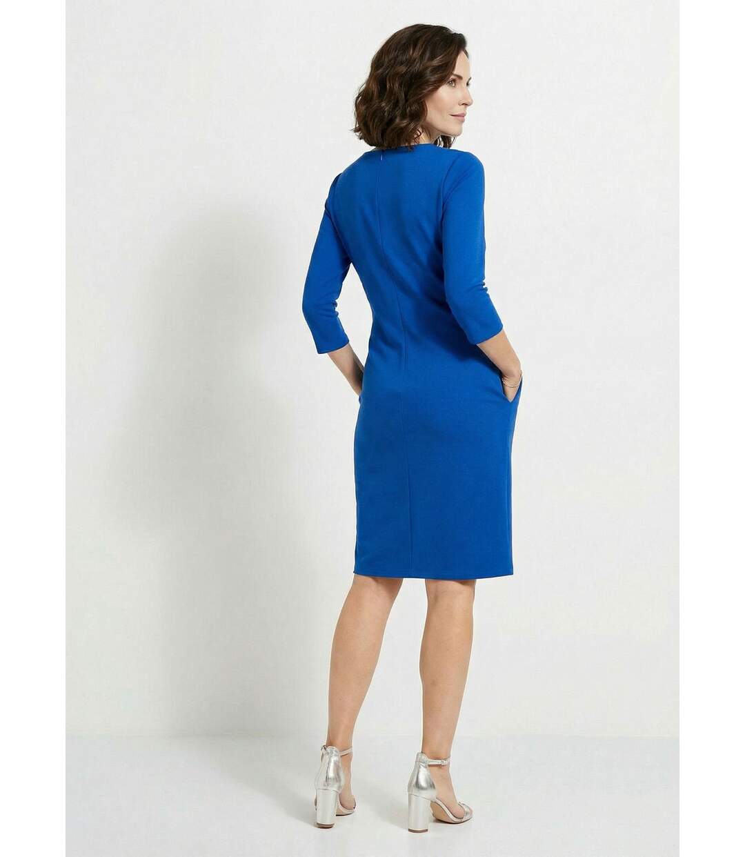 Robe droite manches 3/4 maille souple-2